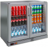 Шкаф холодильный для напитков (минибар), 160л, 2 двери стекло, 4 полки, 4 ножки, +1/+10С, дин.охл., нерж.сталь, без столешницы, R290